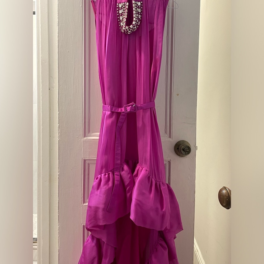 Gorgeous Huishan Zhang pink gown with collar